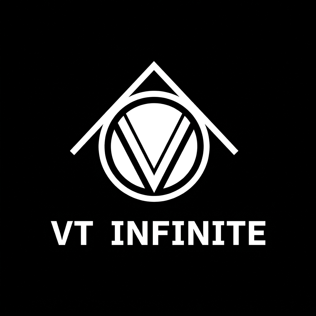 VT Infinite mark: a V held within a circle beneath two lines forming a roof
